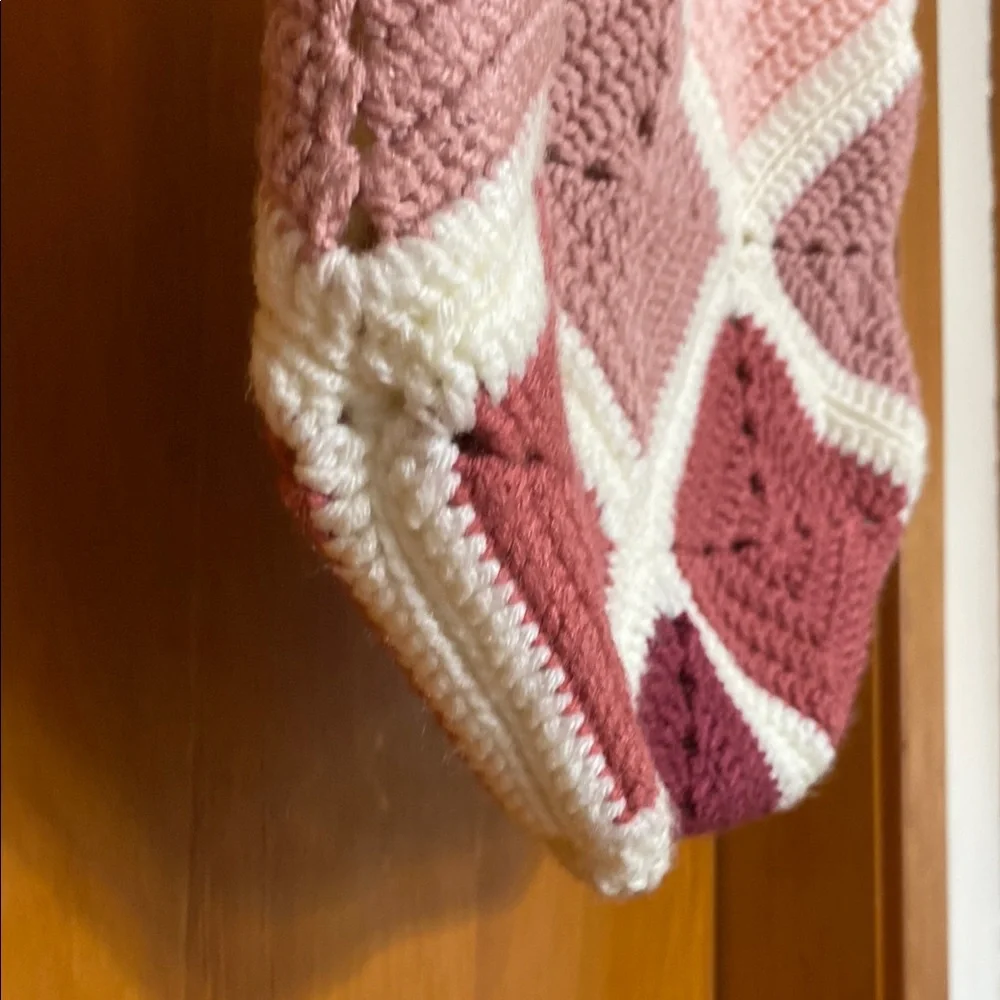 NWOT Handmade Pink Crochet Granny Square Tote Bag - Picture 3 of 11